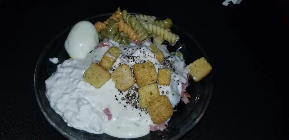 Cottage Cheese Pasta Salad and Salad with Ranch Dressing